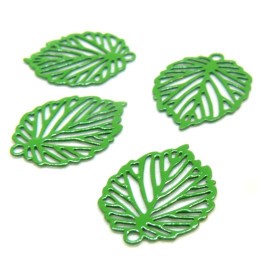 Estampes Pendentifs Feuille 15mm Métal Vert
