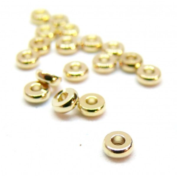 Perles intercalaires Rondelles 4mm en Acier Inoxydable finition Doré