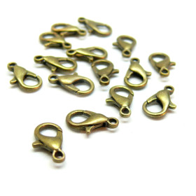 Fermoirs mousquetons 10mm métal coloris Bronze