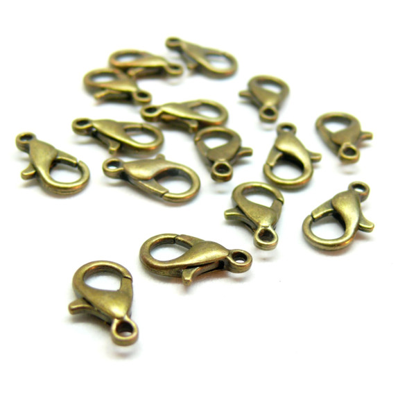 Fermoirs mousquetons 10mm métal coloris Bronze