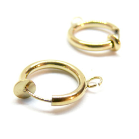 Créoles clips avec attache 14mm, Acier Inoxydable 316, finition Doré placage sous Vide