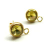 Boucles d'oreille Puce et Strass avec attache et embout 7mm en Acier Inoxydable finition Doré à l'or fin 18K