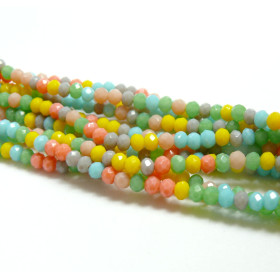 H11G074 – Lot de 1 fil d'environ 135 Perles Rondelles Verre Facettée 3x2.5mm Multicolores Couleur B03
