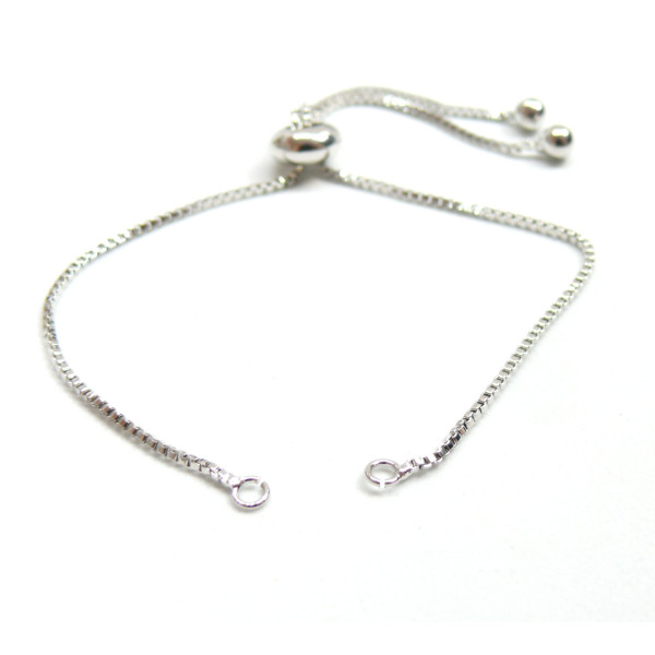 Bracelet Réglable, Intercalaire  11 cm, maille Paloma, Laiton finition Argent Platine