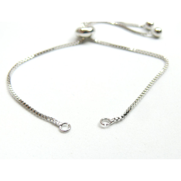 Bracelet Réglable, Intercalaire  11 cm, maille Paloma, Laiton finition Argent Platine