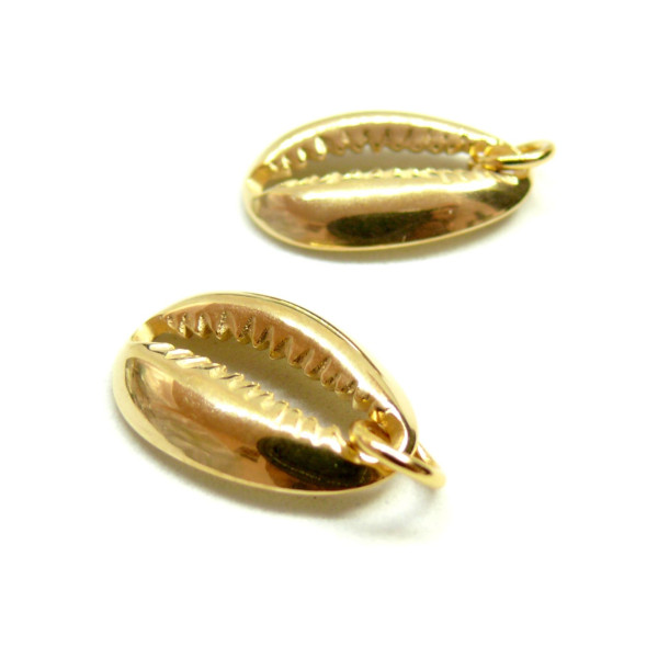 Pendentifs Coquillage Cauri 18mm avec Anneau – Acier Inoxydable 304 Doré
