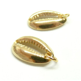 Pendentifs Coquillage Cauri 18mm avec Anneau – Acier Inoxydable 304 Doré