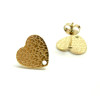 Boucles d'oreilles Puce, Cœur martelé 13mm, Acier Inoxydable finition Doré