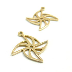 Pendentifs Moulin à vent 19mm, en Acier Inoxydable 304 Doré