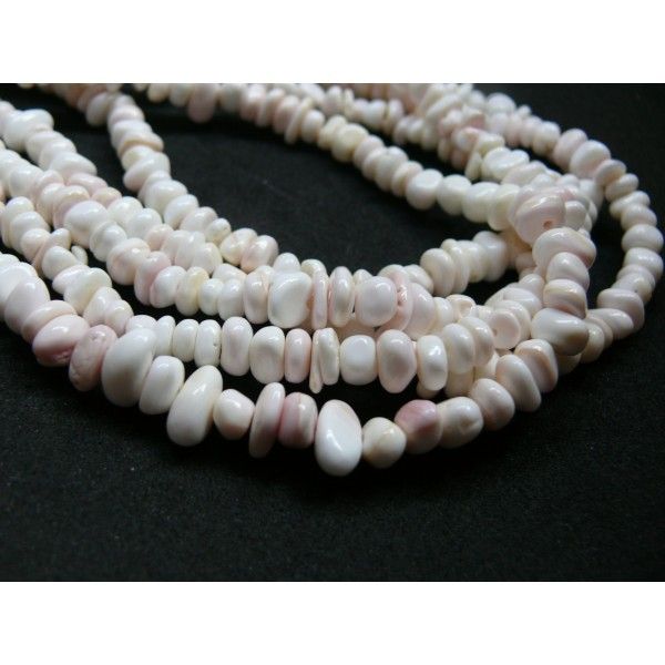 Perles Nuggets en Nacre MAT coloris Blanc Rose