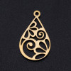 Pendentifs, Estampes Goutte avec Arabesque 22 par 13mm, Acier Inoxydable  304 finition Doré