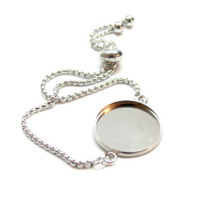 Support de Bracelet  14mm Réglable, Maille Paloma en Acier Inoxydable 304, placage Argent Platine