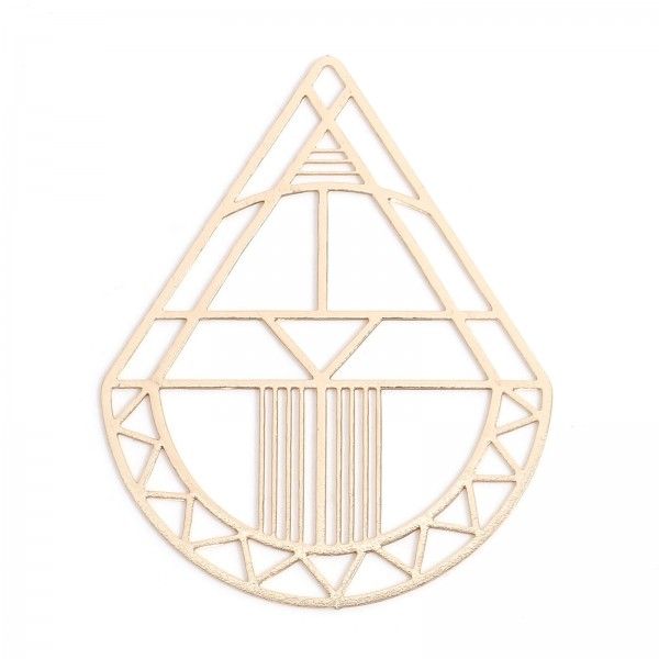 Estampes, pendentifs Goutte Art déco 44mm métal coloris Doré