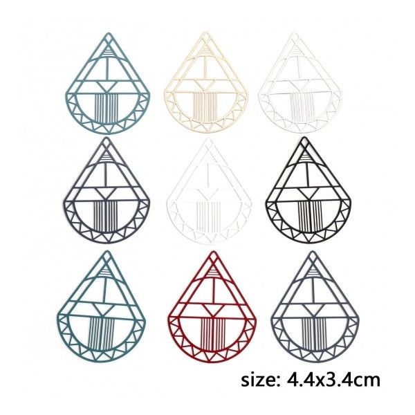 Estampes, pendentifs Goutte Art déco 44mm métal coloris Doré