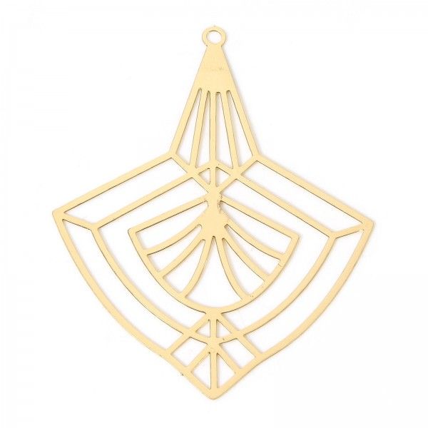 PS11919072 – Lot de 2 ou 4 Estampes Pendentifs Géométrique Art déco 51mm Métal Doré