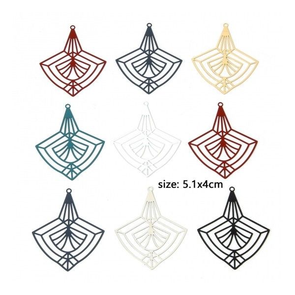 PS11919072 – Lot de 2 ou 4 Estampes Pendentifs Géométrique Art déco 51mm Métal Doré