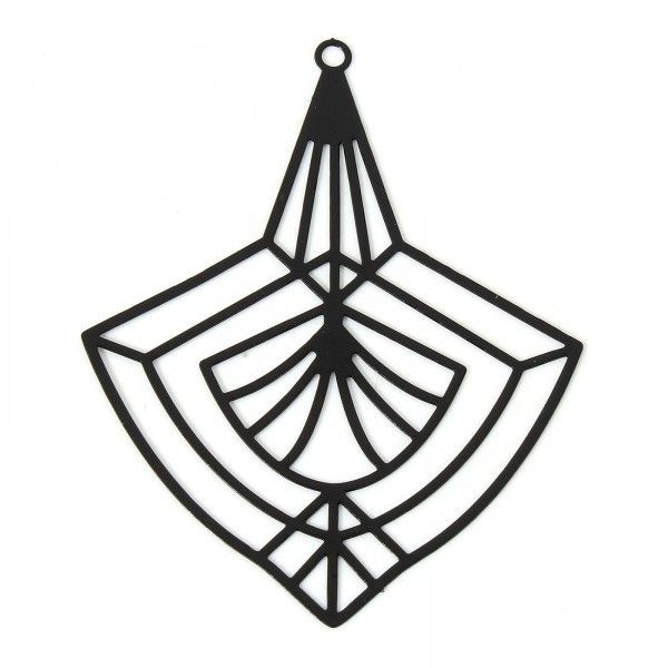 Estampes, pendentifs Géométrique ART DECO 51mm métal coloris NOIR