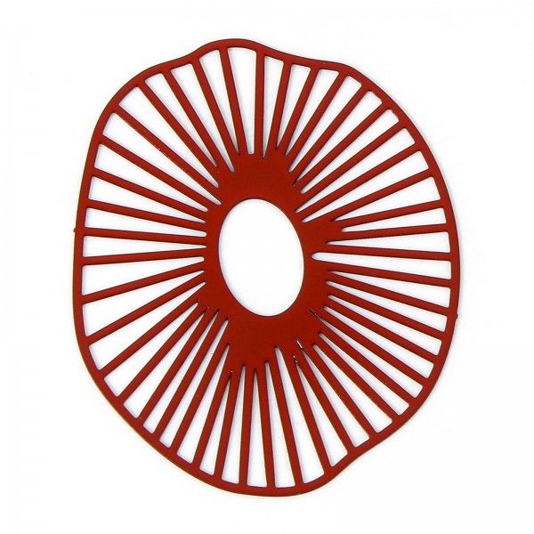 Estampes - pendentif filigrane Géométrique Anémone 42 par 33mm - métal finition ROUGE