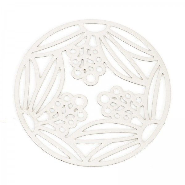Estampes Multi Fleurs dans Cercle 28mm métal finition Argenté