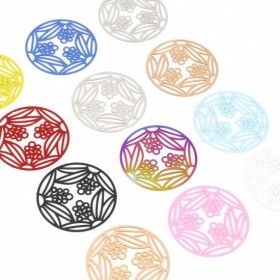 Estampes Multi Fleurs dans Cercle 28mm métal finition Argenté
