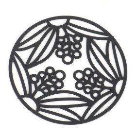 Estampes Multi Fleurs dans Cercle 28mm métal finition NOIR