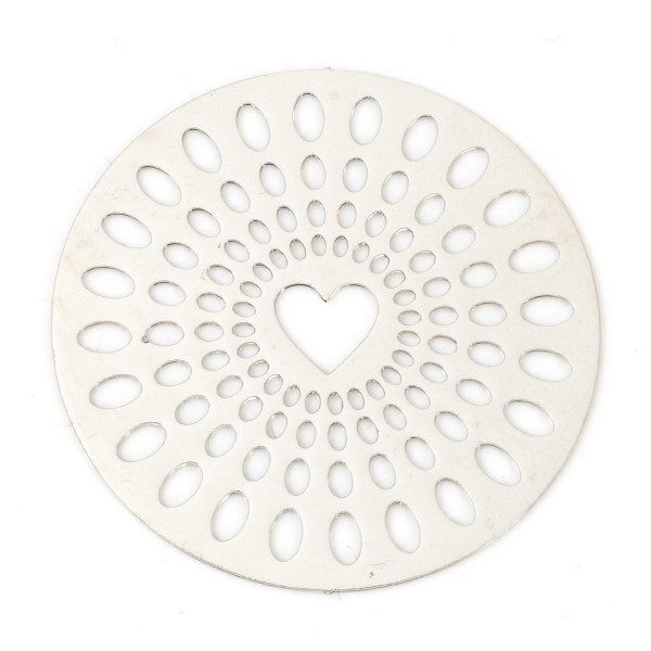 Estampes Coeur dans Cercle 29mm métal finition Argenté