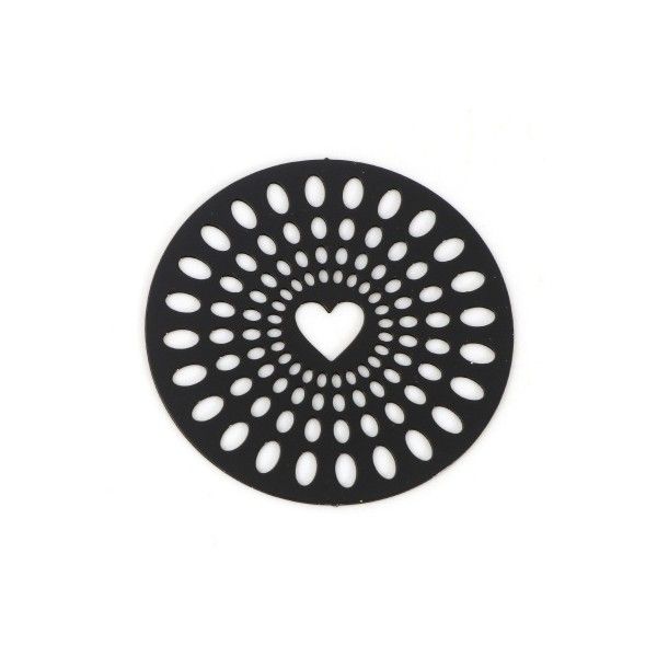 Estampes Coeur dans Cercle 29mm métal finition NOIR