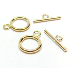 Fermoirs Barre,  T-Toggle  13.5mm en Acier Inoxydable 304 finition Doré à l'or fin 18K