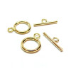 Fermoirs Barre,  T-Toggle  13.5mm en Acier Inoxydable 304 finition Doré à l'or fin 18K