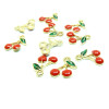 Pendentifs Cerise en résine émaillée 13mm en Métal finition Doré