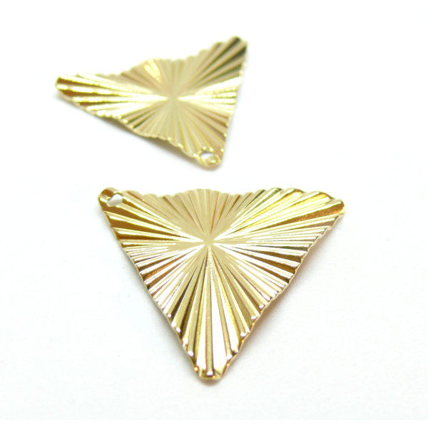 Pendentif Géométrique Triangle Strié en Acier Inoxydable 304 finition Doré à l'or fin 18K