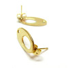Boucles d'oreilles Ovale 18mm avec trou Acier Inoxydable 304 finition Doré avec embouts poussoirs