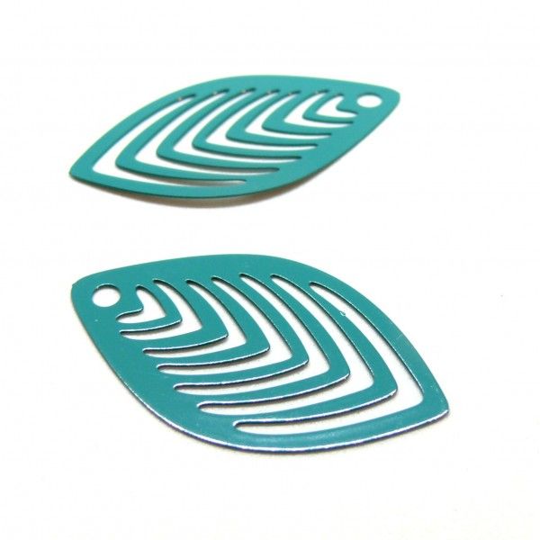 Estampes, pendentifs Multi Ovales 41mm métal coloris Bleu Vert Pétrole