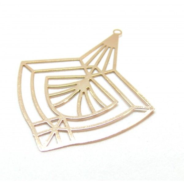 Estampes, pendentifs Géométrique Art déco 51mm métal coloris Doré