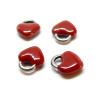 Pendentifs Coeur, en résine émaillée 11mm ROUGE, Acier Inoxydable 304 Argenté