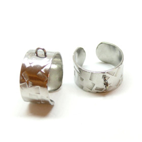 Lot de 2 ou 4 Supports de Bagues Géométriques 10 mm avec Anneau – Acier Inoxydable 304 Argenté