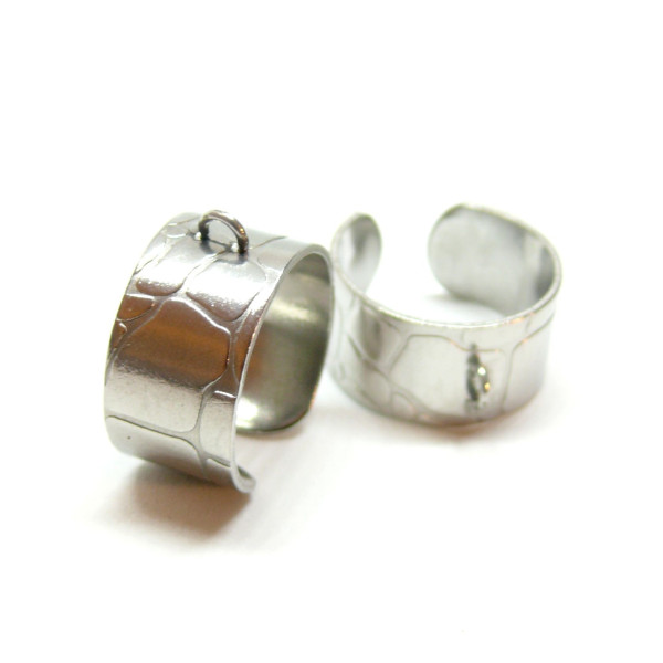 lot de 1 ou 2 Supports de Bagues 10 mm Géométrique avec Anneau – Acier Inoxydable 304 Argenté