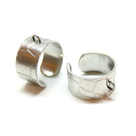 lot de 1 ou 2 Supports de Bagues 10 mm Géométrique avec Anneau – Acier Inoxydable 304 Argenté