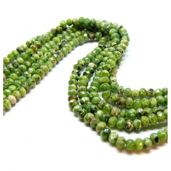 H11E316 Lot 1/2 fil d'environ 56 Perles Rondelle facettée 2 par 4 mm Jade Malaisienne Teintée coloris 43