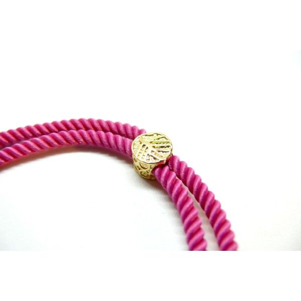 Bracelet Intercalaire Arbre cordon Nylon ajustable avec accroche  Laiton Doré 18KT Coloris ROSE Fuchsia