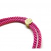 Bracelet Intercalaire Arbre cordon Nylon ajustable avec accroche  Laiton Doré 18KT Coloris ROSE Fuchsia