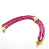 Bracelet Intercalaire Arbre cordon Nylon ajustable avec accroche  Laiton Doré 18KT Coloris ROSE Fuchsia