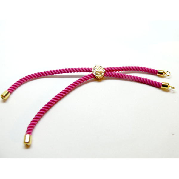 Bracelet Intercalaire Arbre cordon Nylon ajustable avec accroche  Laiton Doré 18KT Coloris ROSE Fuchsia