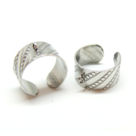 Supports de Bague largeur 10 mm Géométrique avec un anneau ACIER INOXYDABLE 304 Argenté