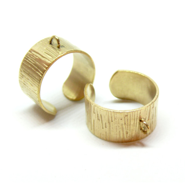 Support de Bague largeur 10 mm avec un anneau et STRIES, ACIER INOXYDABLE 304, placage IONIQUE Doré