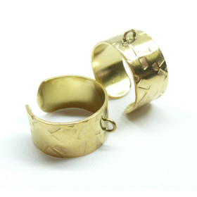 Support de Bague largeur 10 mm avec un anneau et Motif Graphique, ACIER INOXYDABLE 304, placage IONIQUE Doré