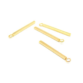 Pendentifs breloques Tige 23mm, Acier Inoxydable 304, finition Doré à l'or fin 24K