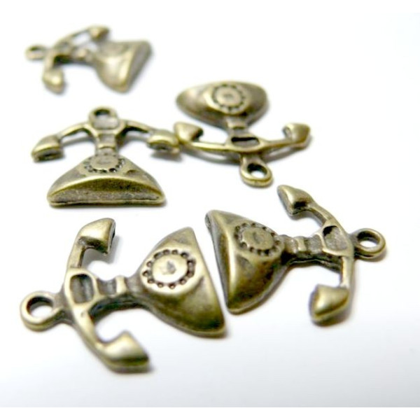 Pendentifs Téléphones 12mm métal finition  Bronze