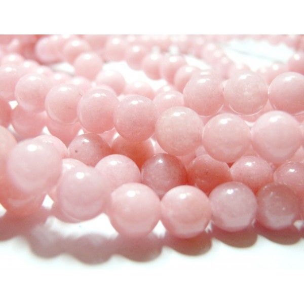 Perles jade teintée couleur rose 4mm