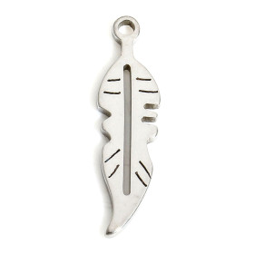 Pendentifs, breloques Petites Plumes 17mm, Acier Inoxydable 304 finition Argenté